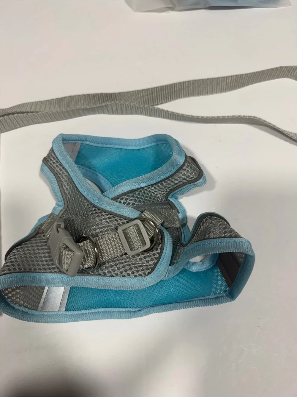 Blue Soft Mesh Pet Harness with Leash size small